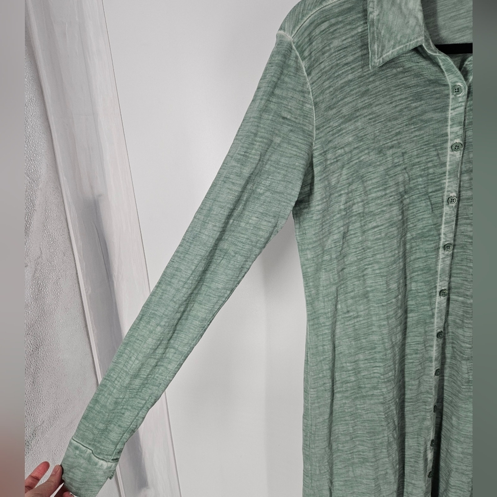 Peruvian Connection Green Verdigris Lagos Midi Shirt Dress S — image 3 of 7